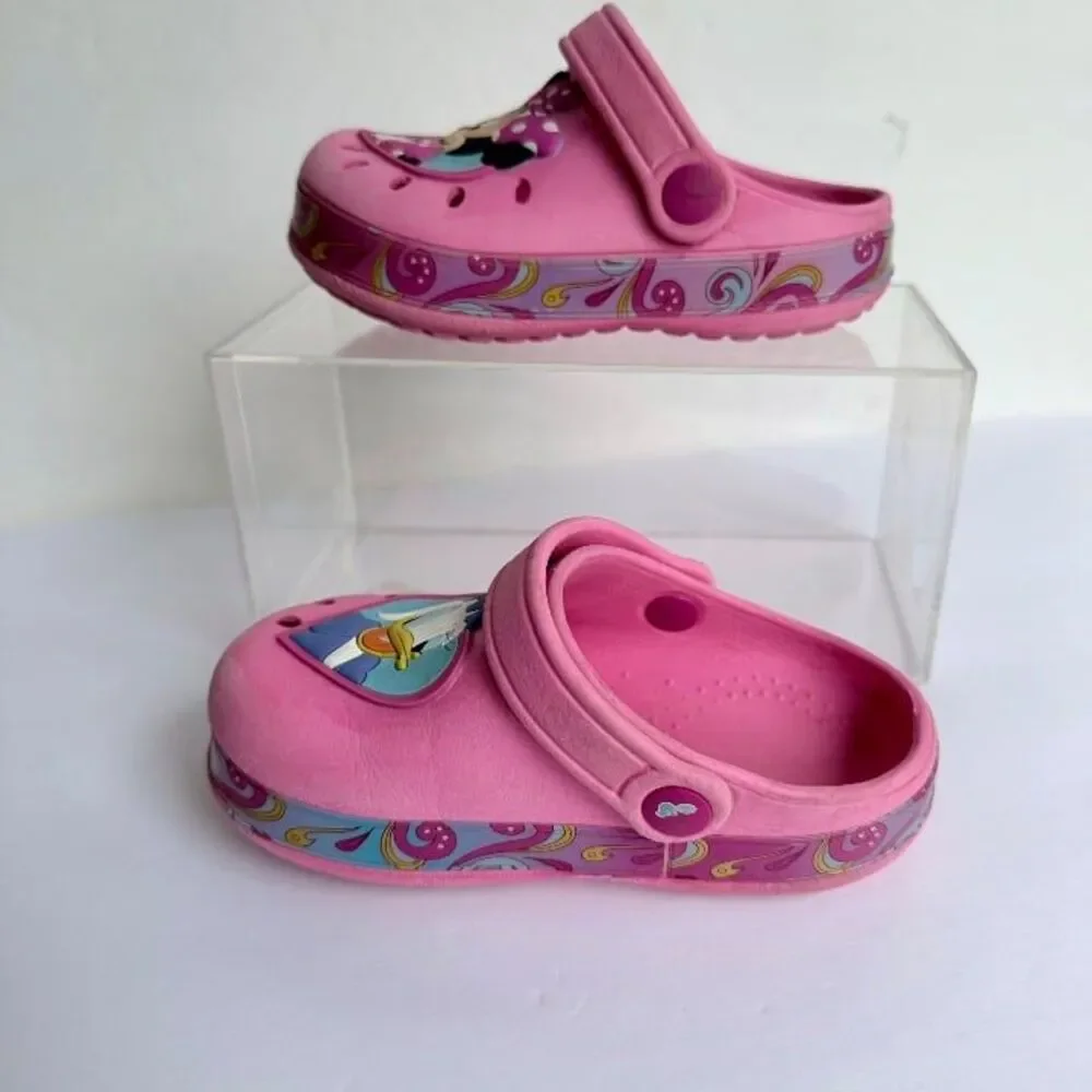 Disney Minnie & Daisy Toddler Girls Sz 7-8 Clogs Pink Water Shoes Beach Swim